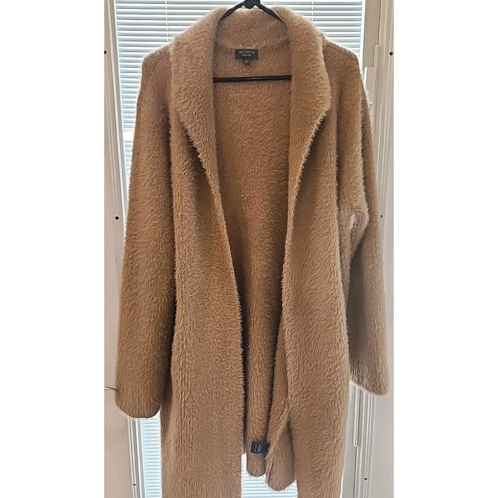 The Limited Women's Brown Faux Fur Collar Cardigan Sweater LongSleeve Size XL